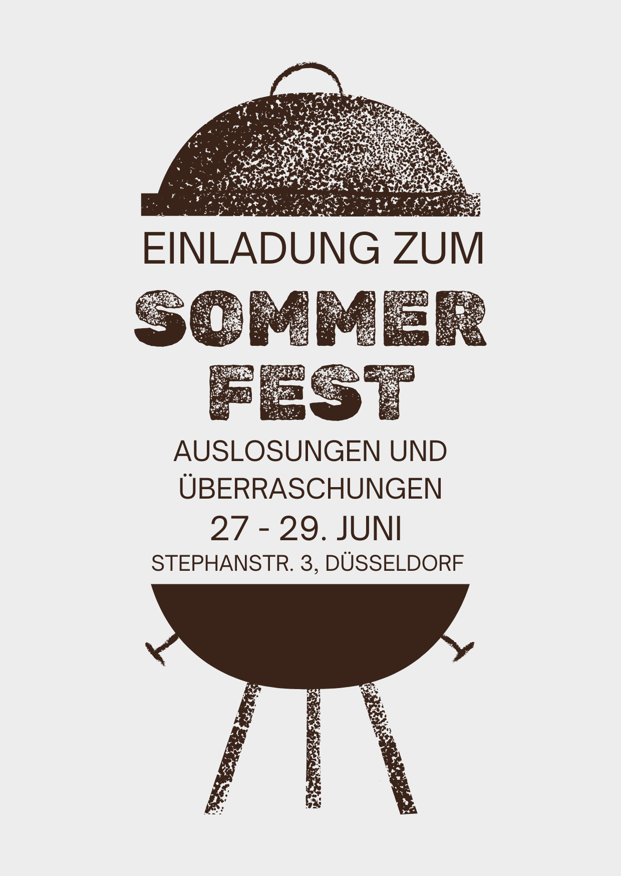 Schwarz Grau Illustrativ Grillparty Einladung